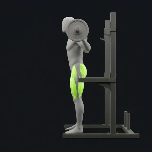 Back squat, standing with the bar on the upper back